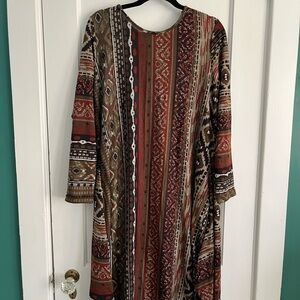 Zanzea Red and Green Bell Sleeve Sheath Dress